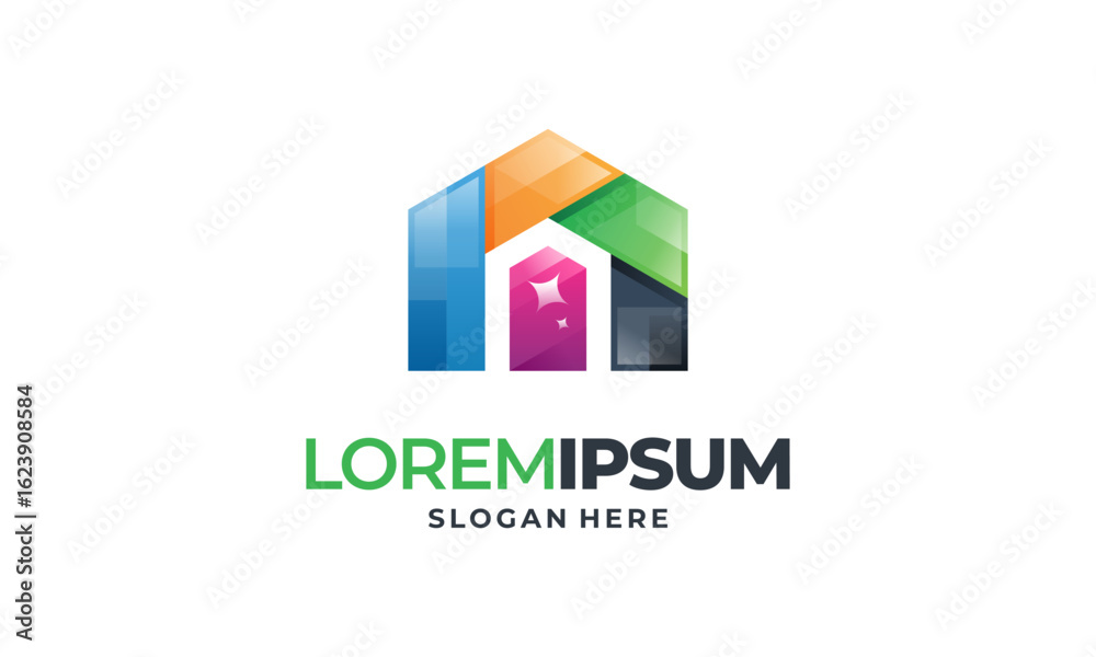 Fototapeta premium Sparkle Home Logo for Cleaner Industry, Cleaning Service Vector illustration