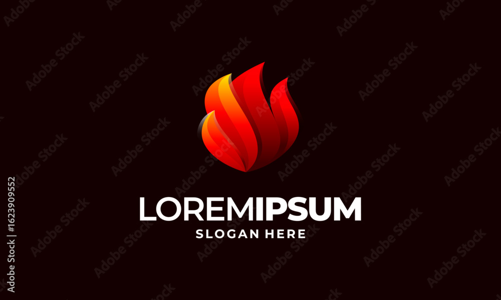 Fototapeta premium Modern 3D Fire Flame Logo design vector template vector