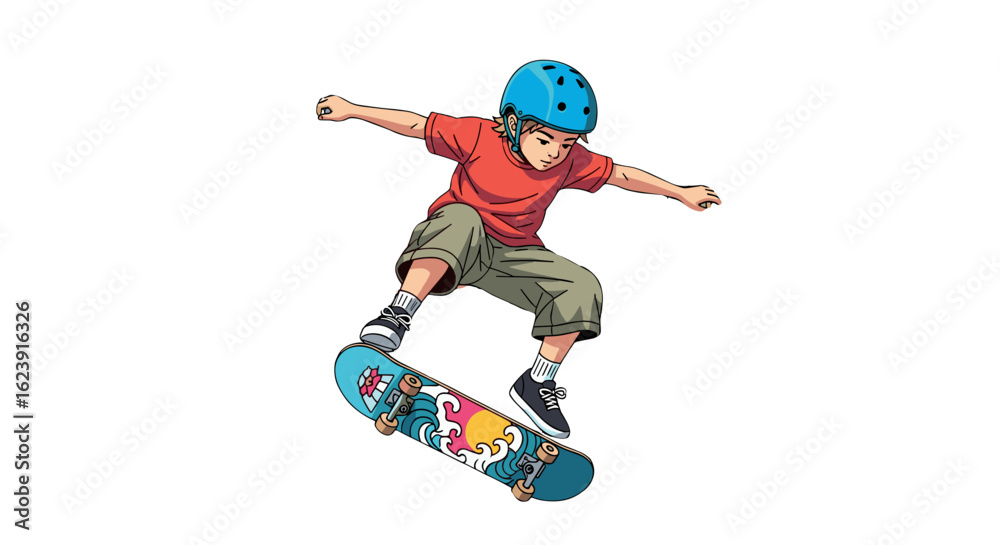 Energetic Young Boy Performing Skateboard Trick Mid Air Isolated on Transparent Background Energetic Young Boy Performing Skateboard Trick Mid Air Isolated on Transparent Background