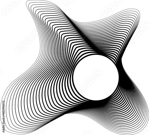 Circle line fluid frame with blend gradient. Graphic elements