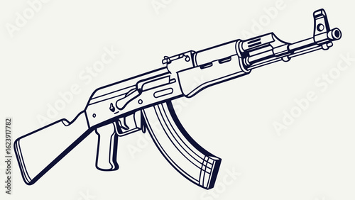 Outlined ak 47 assault rifle art