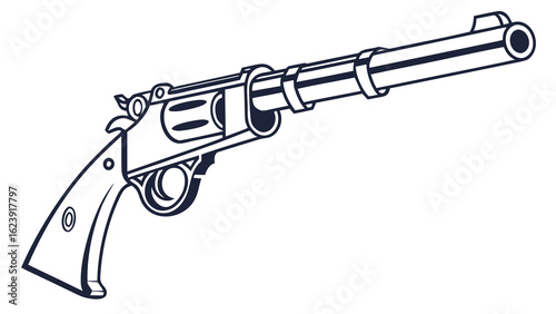 Outlined vintage revolver pistol