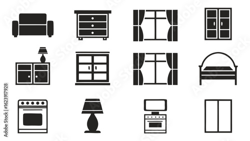 Collection of furniture icons sets for home decor and interior design