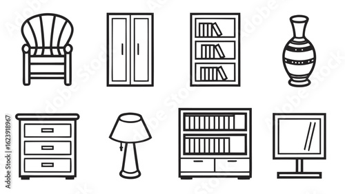 Collection of furniture icons sets for home decor and interior design