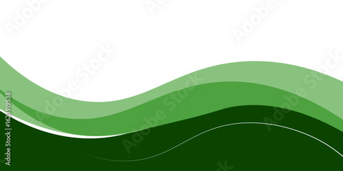 Abstract green wave background, vector green line background curve element with white space for text, message and presentation design. overlapping layer line design.
