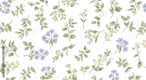 Seamless pattern with tree branches and leaves for surface design and other design projects