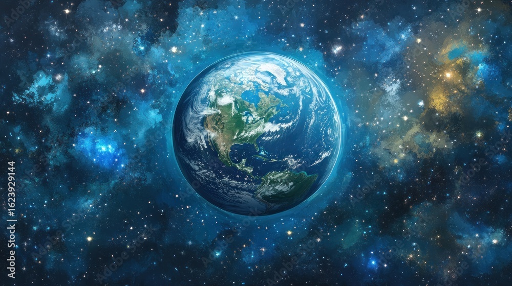 Obraz premium Earth in a vibrant cosmic backdrop