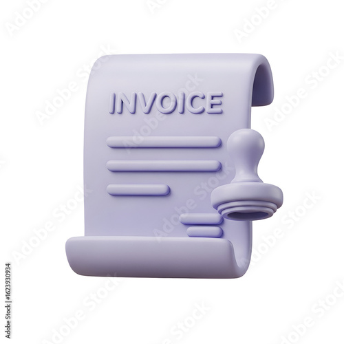 Invoice and Stamp 3D Rendered