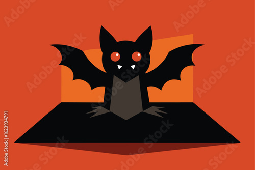 black cat on a red background