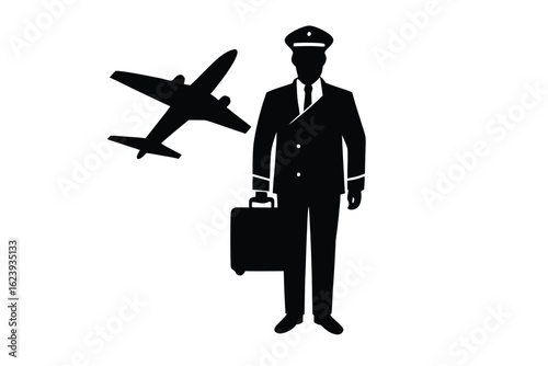 pilot-standing-with-suitcase-and-airplane-silhouet.eps