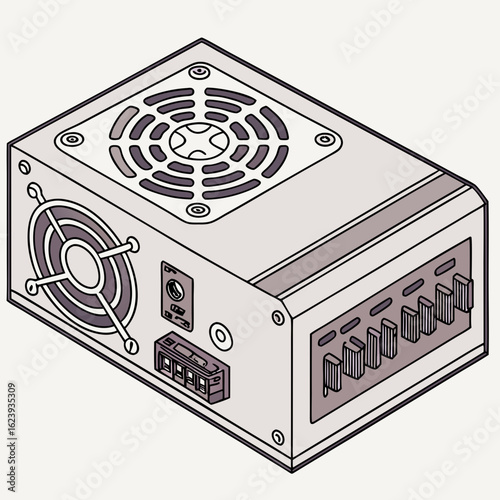 Creative Power Supply Unit Vector Illustration | Electronics Hardware Component Design