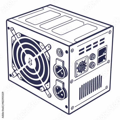 Creative Power Supply Unit Vector Illustration | Electronics Hardware Component Design