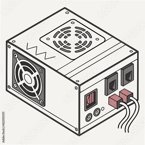 Creative Power Supply Unit Vector Illustration | Electronics Hardware Component Design