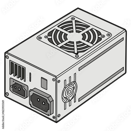Creative Power Supply Unit Vector Illustration | Electronics Hardware Component Design