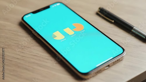 Wallpaper Mural Smartphone Mockup with Business Application and Logo Presentation Video on Wood Surface Torontodigital.ca