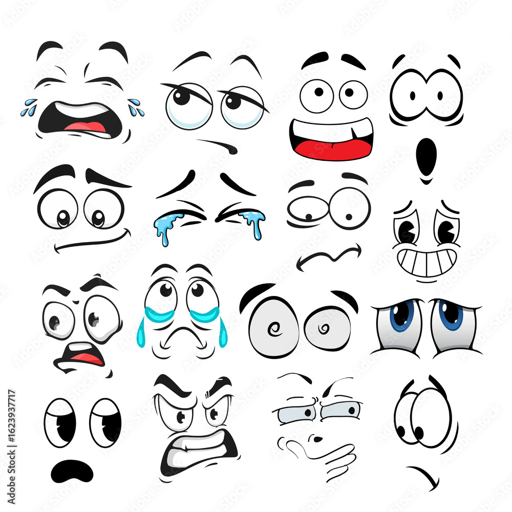 A set of facial expressions that reflect different human feelings A set of facial expressions that reflect different human feelings