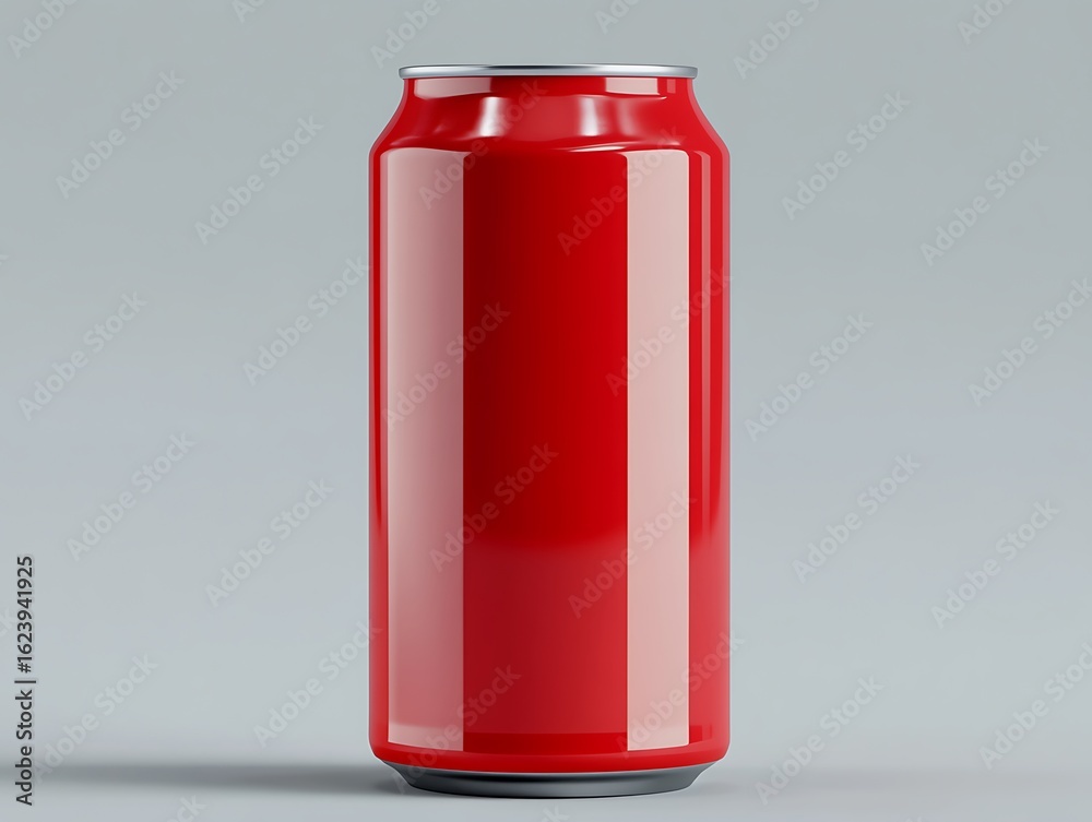 Vibrant Red Soda Can Mockup on Clean Background for Refreshment Branding and Marketing Vibrant Red Soda Can Mockup on Clean Background for Refreshment Branding and Marketing