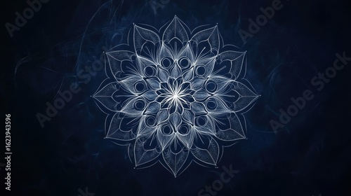 A minimalist mandala design with simple lines and shapes with glowing accents