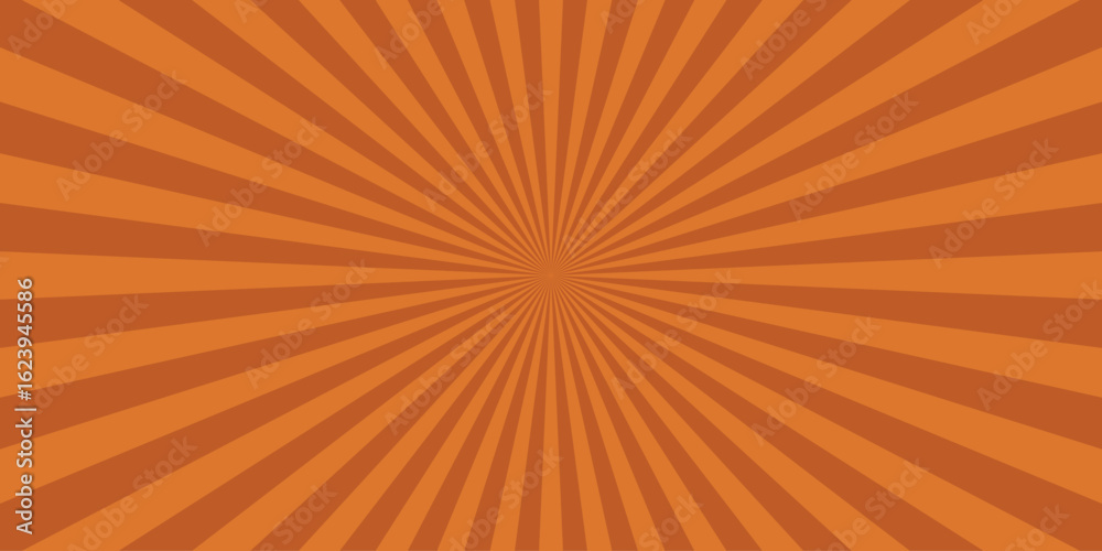 Obraz premium Radiant orange burst design with sun rays emanating from central point in a dynamic and energetic retro style perfect for comic book illustration.