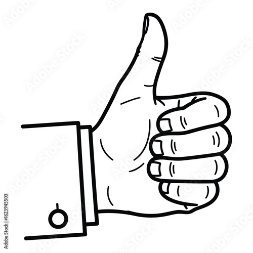 Art of closeup of a hand giving a thumbsup gesture, isolated on white background