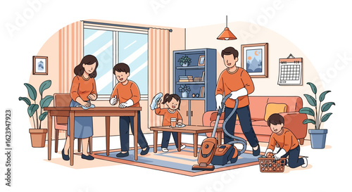 Collaborative Family Cleaning: Parents and Kids Doing Household Chores Together