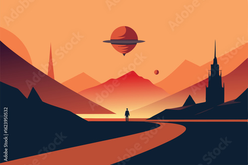vector surrealist haunted landscape with abstract  (1).eps
