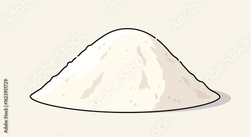 White Powder Pile Illustration for Baking and Cooking Ingredients, Flour, Sugar, or Salt Heap