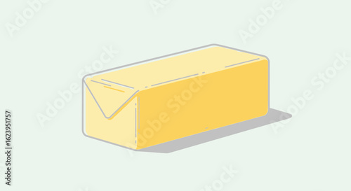 Isometric Illustration of a Stick of Butter Wrapped in Paper, Culinary Ingredient for Cooking and Baking