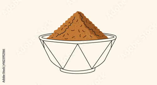 Brown Sugar Heap in White Geometric Bowl Illustration