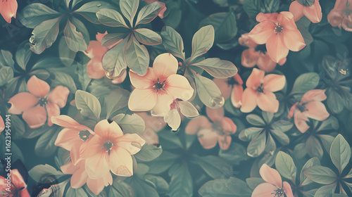 Fototapeta Naklejka Na Ścianę i Meble -  A flowery pattern with pink and blue flowers