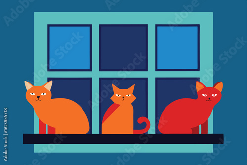 cats lounging on windowsills   (1).eps