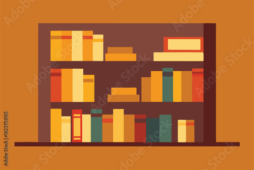 book shelf with warm lighting background  .eps