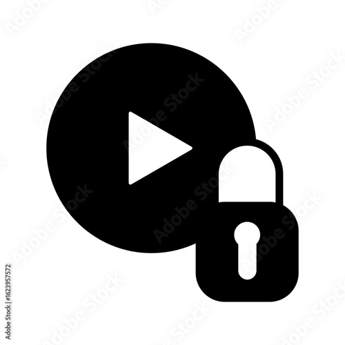 DRM for video icon, copyright protection vector illustration, pictogram isolated on white background. color editable
