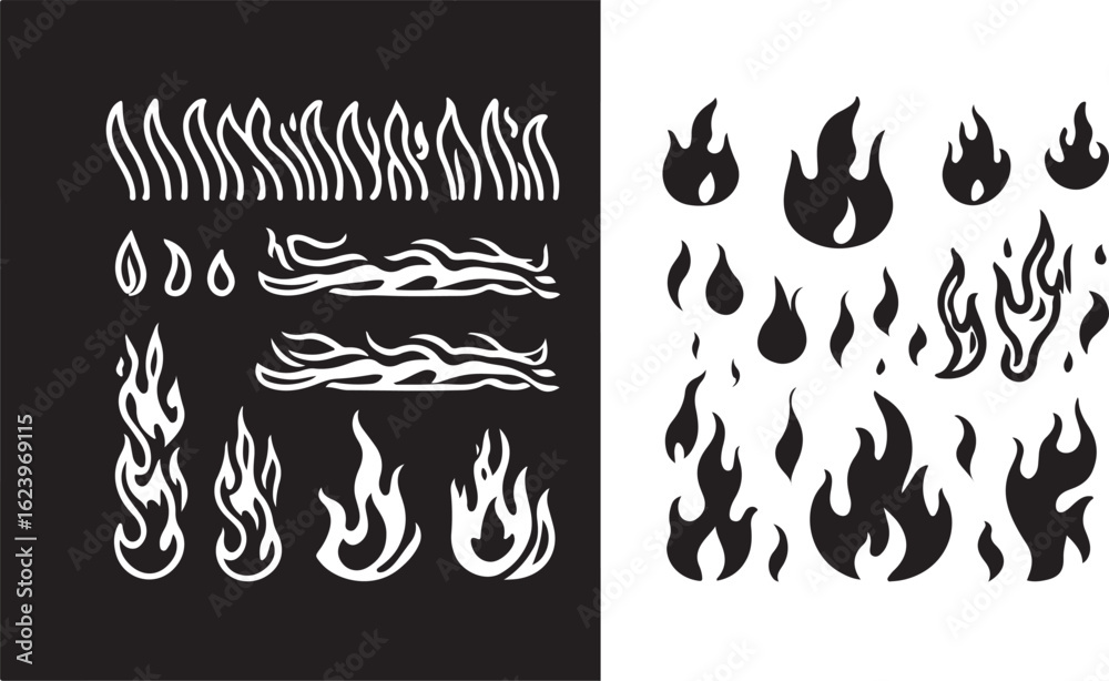 Obraz premium Stylized flames and fire elements heat burning