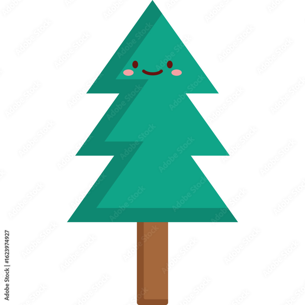 Obraz premium Flat Vector Evergreen Pine Design