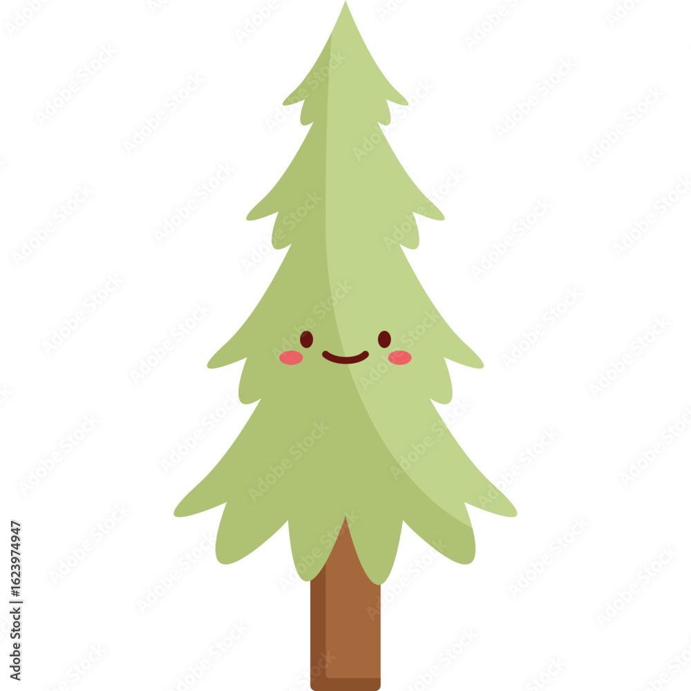Fototapeta premium Flat Vector Evergreen Pine Design