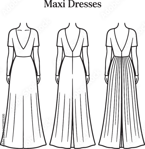 Elegant maxi dresses with v-neck and pleated skirt designs fashion clothing