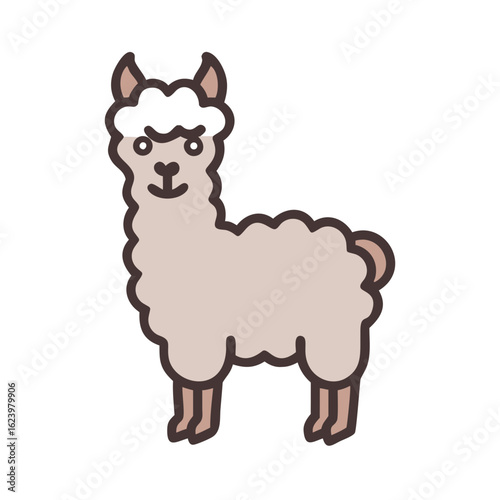 Cute Llama Cartoon Character Illustration on Black Background