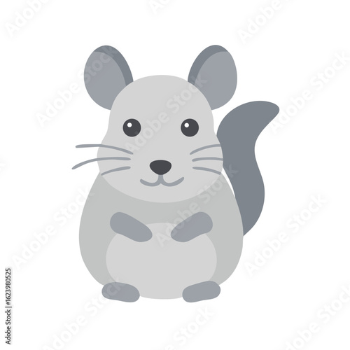Cute Cartoon Chinchilla Vector Illustration on Black Background