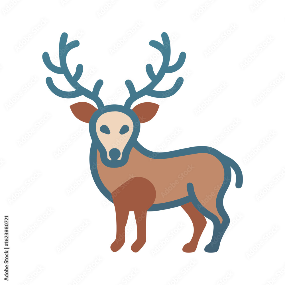 Fototapeta premium Elegant Deer Illustration with Antlers on Black Background for Wildlife Designs