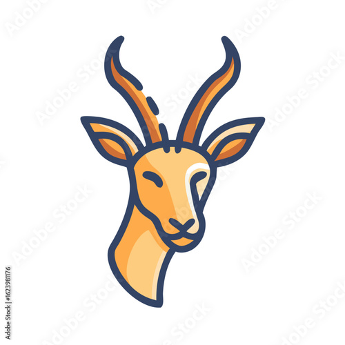 Cute Springbok Icon - Animal Vector Illustration with a Minimalist Style