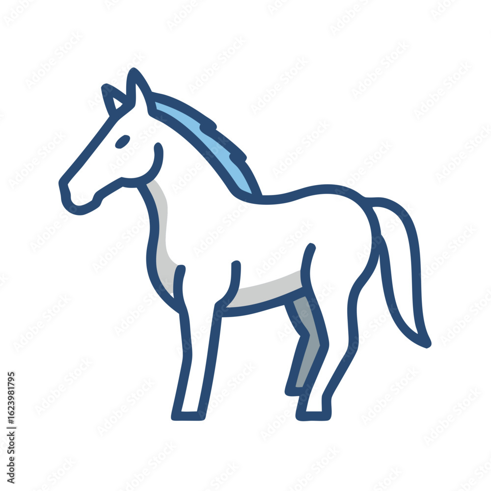 Obraz premium Stylized Horse Illustration on Black Background with Blue and Grey Accents