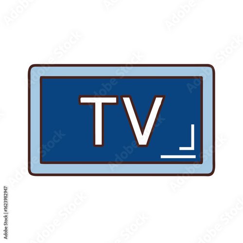 A simple vector illustration of a TV screen with the word TV displayed. A creative design suitable for technology or media concept. 