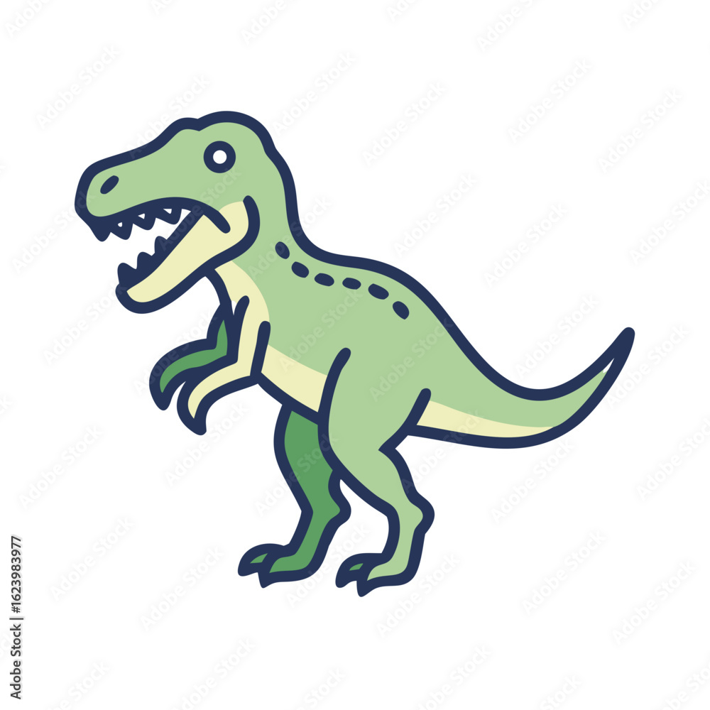 Fototapeta premium Cartoon Tyrannosaurus Rex Illustration on Black Background, Cute Dinosaur Character