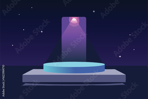 black podium under a single spotlight  reflectisve  (16).eps