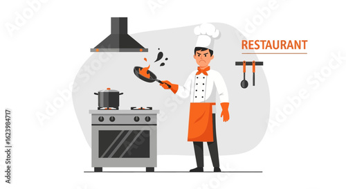 Chef Frustration Culinary Mishap Cooking Trouble In Kitchen Hazard Scene