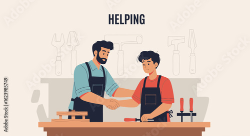 Craftsmen Partnership Concluding Successful Woodworking Venture In The Workshop