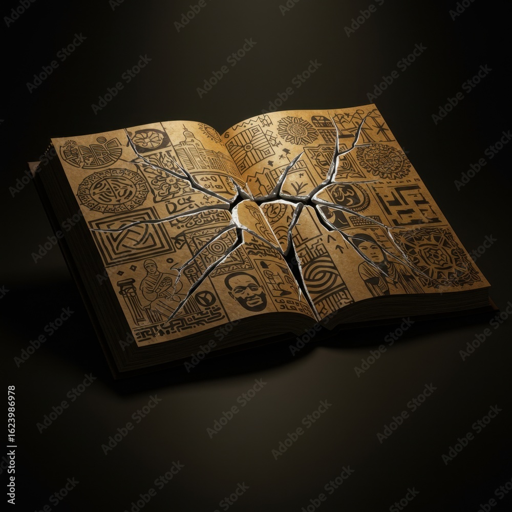 Fototapeta premium Ancient Texts Unveiled: A Journey Through Time with Intricate Patterns and Symbols Found in a Mystical Book