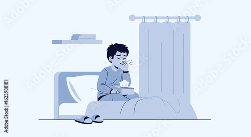Illness Symptom In Bed Image Depicting A Young Person Feeling Sick