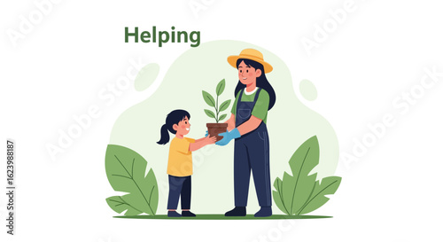Generational Bonding Through Gardening Mother And Daughter Cultivating Plants
